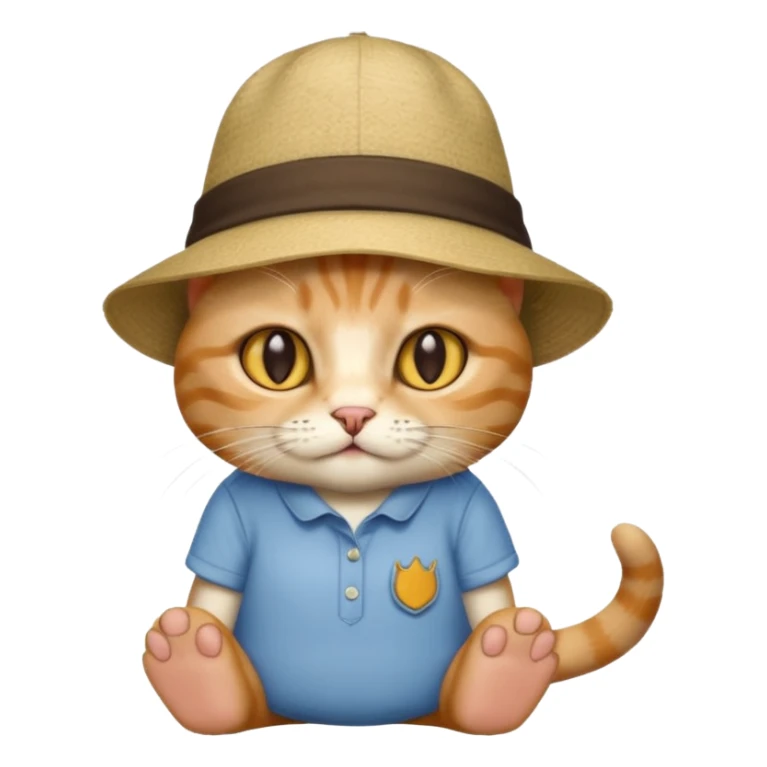 A cat that has a hat saying floor and a shirt that is saying floor sticker