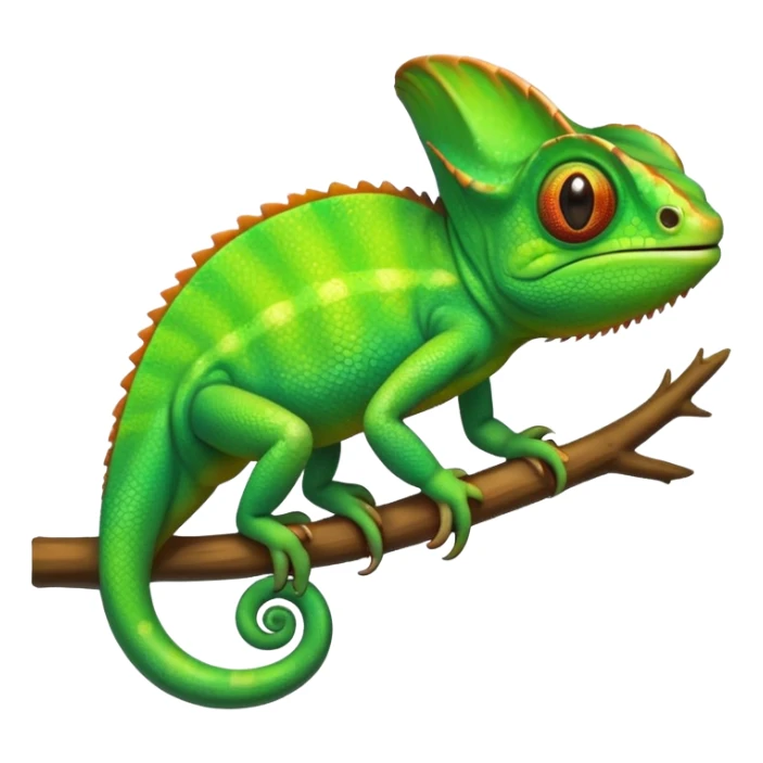 please create an animated color changing emoji that can be used as favicon . the default colour must be green and then its colour must change. the chemeleon should look to the left side. The chemeleon should look happy sticker
