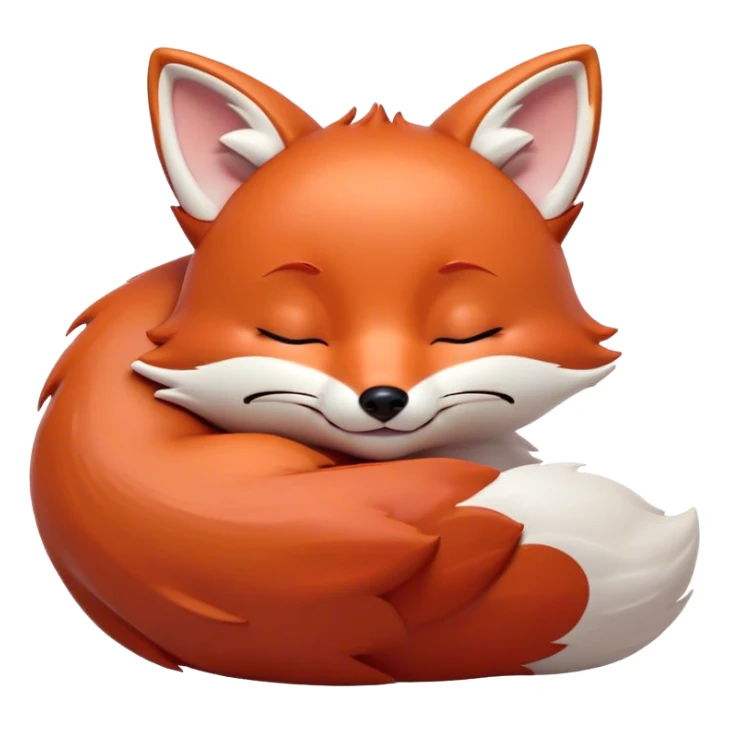Meme-Worthy Cute Sleeping Fox Portrait Emoji, Head resting peacefully with a contented smile, showcasing a lithe build and a luxuriously soft red Fur with gentle white accents, eyes shut in a serene, restful nap, Simplified yet hilariously adorable features, highly detailed, glowing with a soft, drowsy light, high shine, relaxed and utterly lovable, stylized with an air of playful laziness, bright and heartwarming, soft glowing outline, capturing the essence of a comically sleepy fox, so meme-worthy it feels like it could instantly become the next viral sensation of adorable woodland slumber! sticker