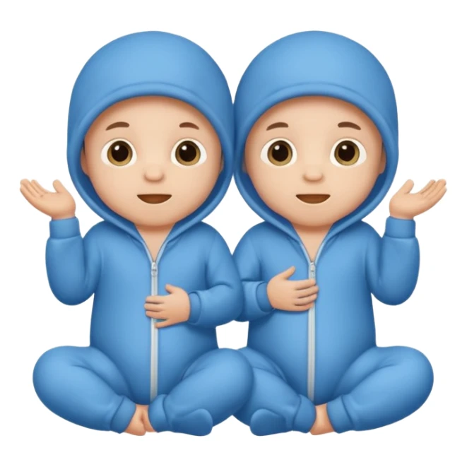 Twin baby boys with blue onesies on sticker