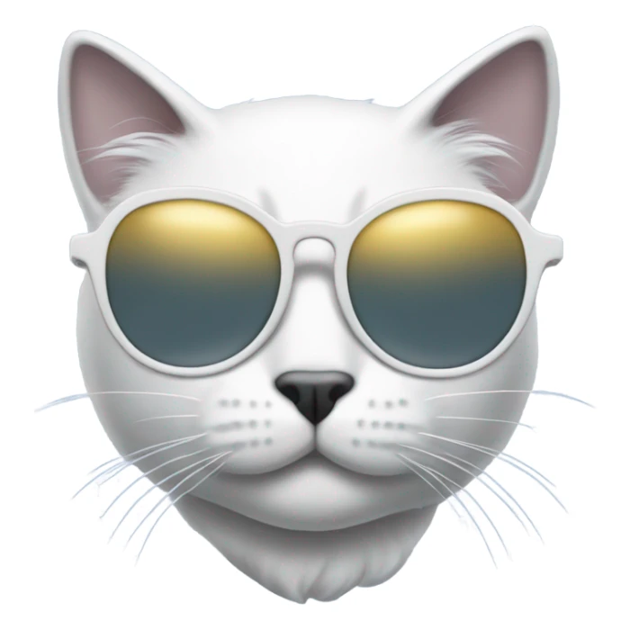 White and gray cat with a tail of a merman and wearing sunglasses sticker