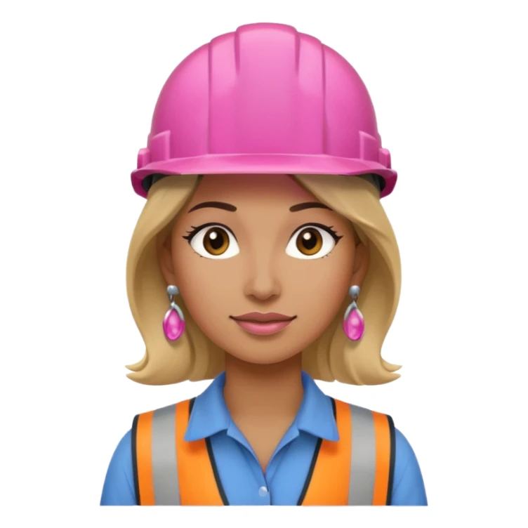 construction worker woman pink helmet and earrings sticker