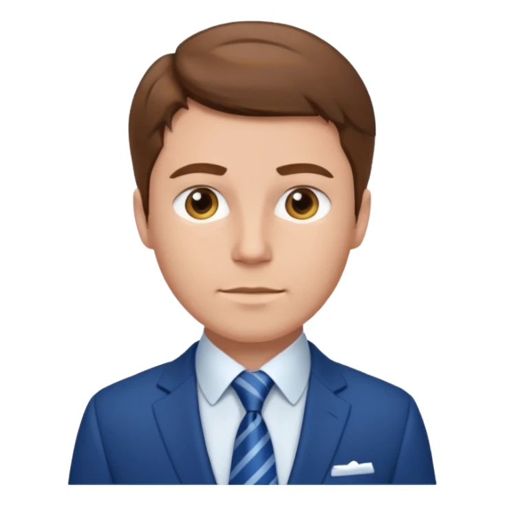 white man with brown hair in blue elegant suit sticker
