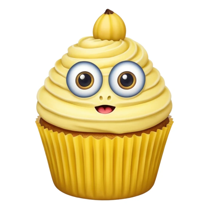 huge mustached banana cupcake big eyes sticker