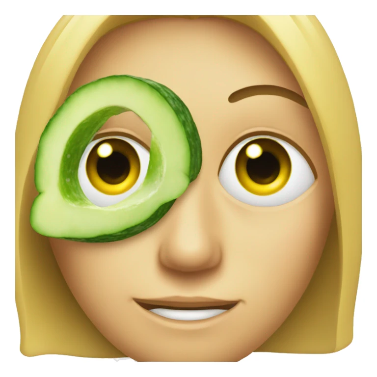 An emoji with cucumber on eyes sticker