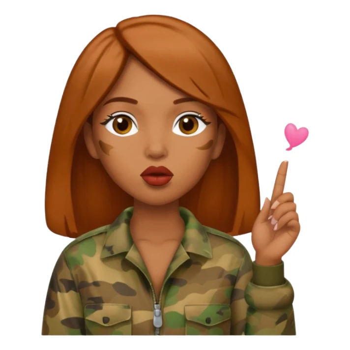 redbone baddie in camo, blowing a kiss sticker