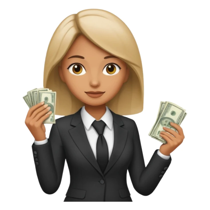 woman holding lots of money sticker