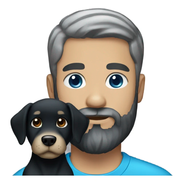beard man black hair blue eyes holding black Labrador  sticker