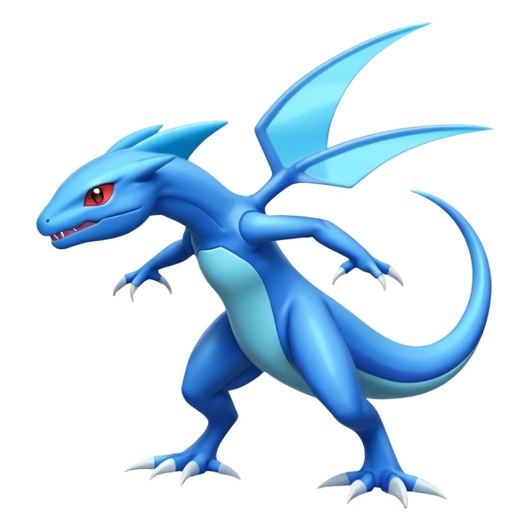 Shiny Blue Smooth Glossy Soft Salamence-Inteleon-Scizor-Greninja-Genesect-Bisharp-Pokémon-Fusion, full body sticker