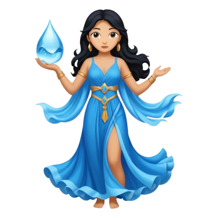 diosa del agua con pelo negro sticker