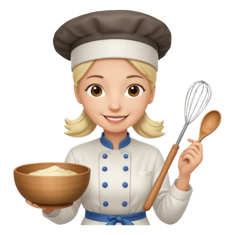 female chef holding whisk and bowl sticker