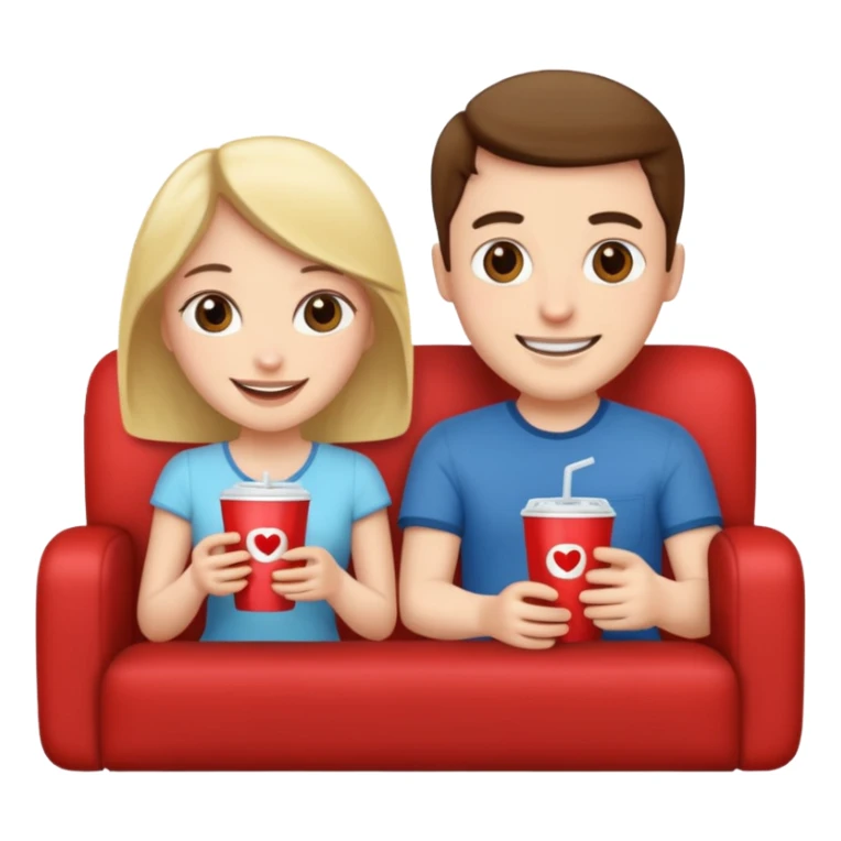 A couple sitting on a sofa watching a movie sticker