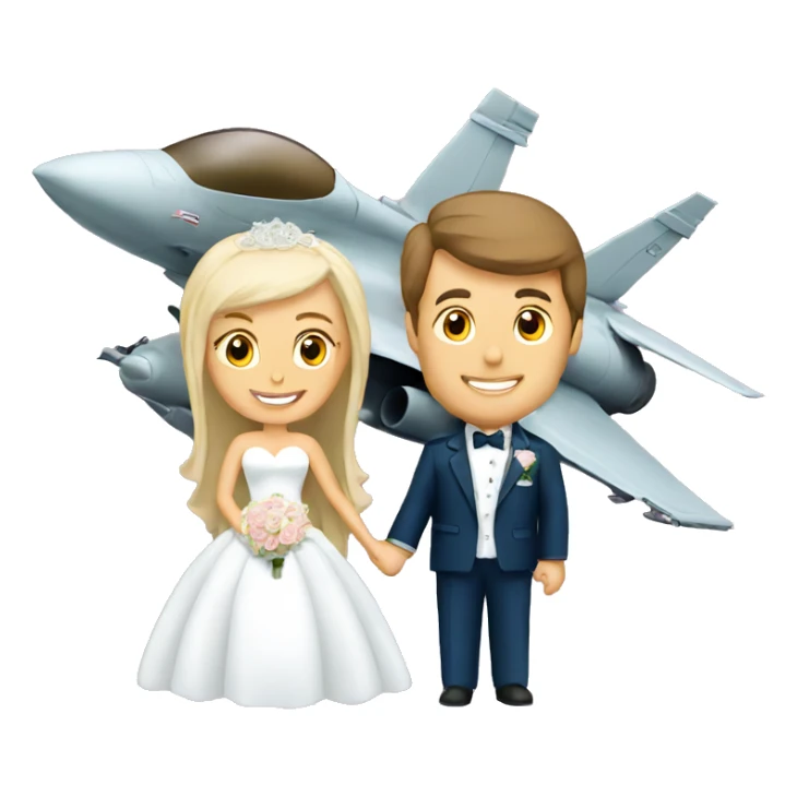 Bride and groom on fighter jet sticker