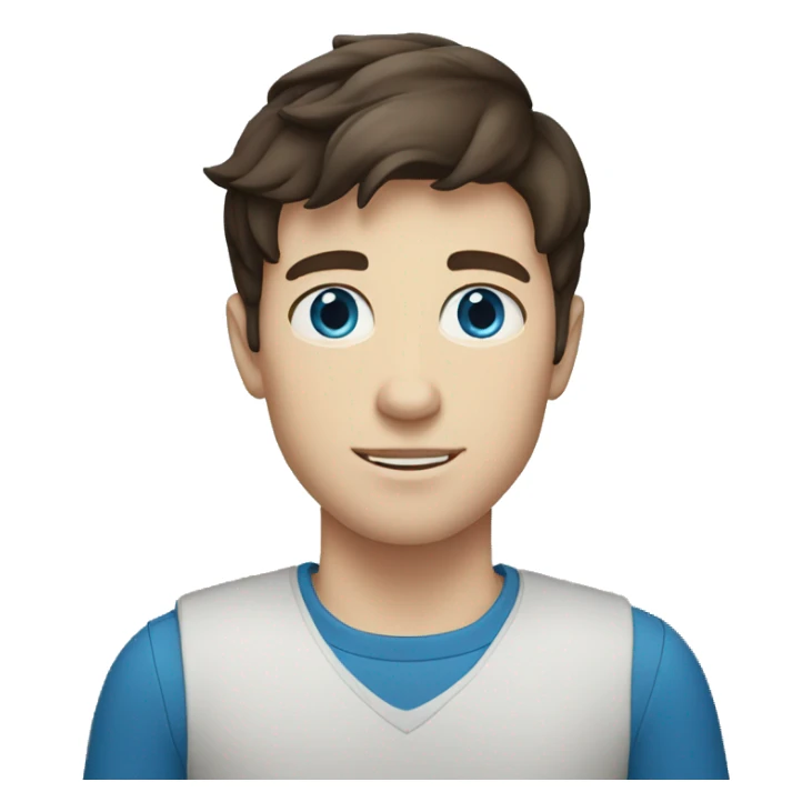 Brunette white boy with blue eyes  sticker