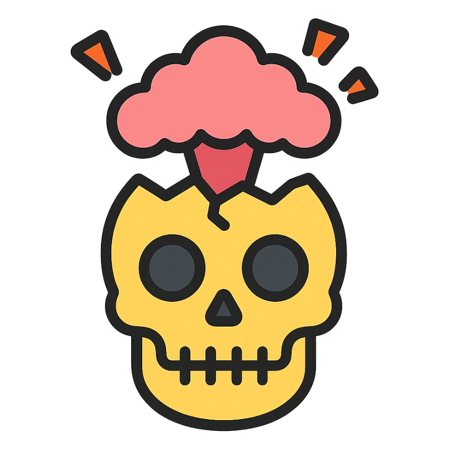 mindblown skull icon with color outline sticker