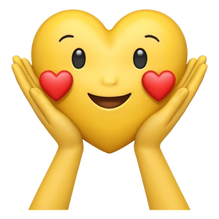 Emoji with hands holding heart sticker