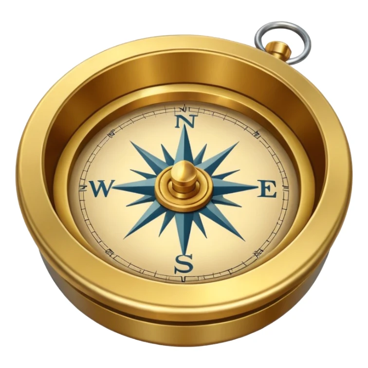 pirate compass object icon, brass compass, adventure style, 3D cartoon, mobile game icon style, centered, clean background, no text, no watermark
 sticker