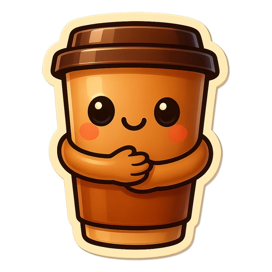 Tall coffee cup, compassion, hug sticker