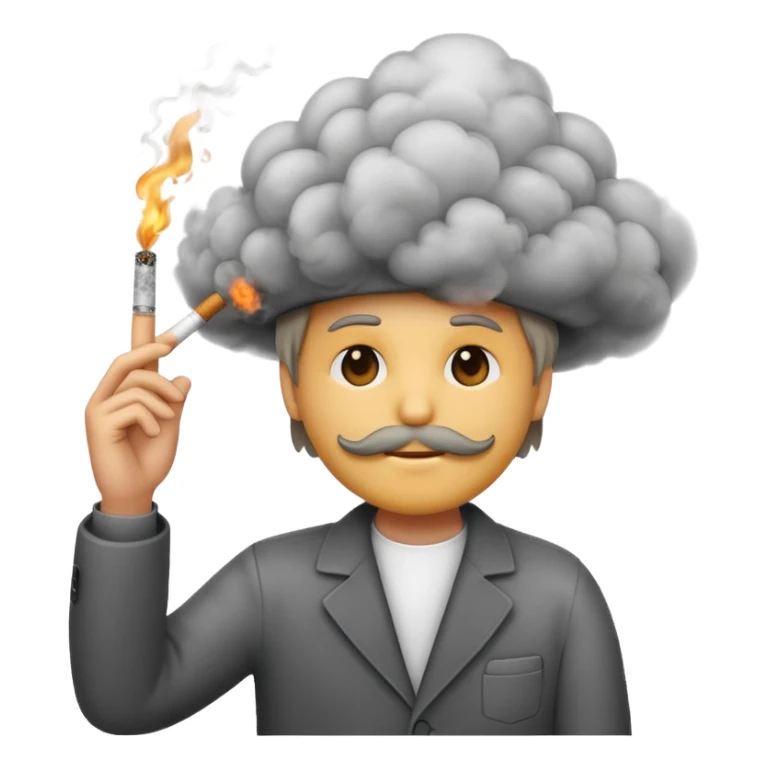 emoji holding a cigarette in his hand with smoke going up sticker