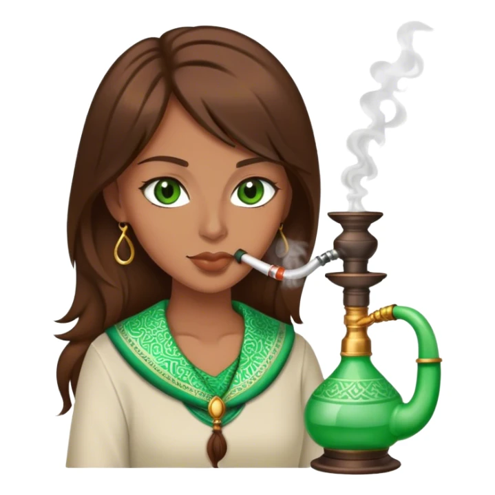 Person with hookah brown hair green eyes sticker