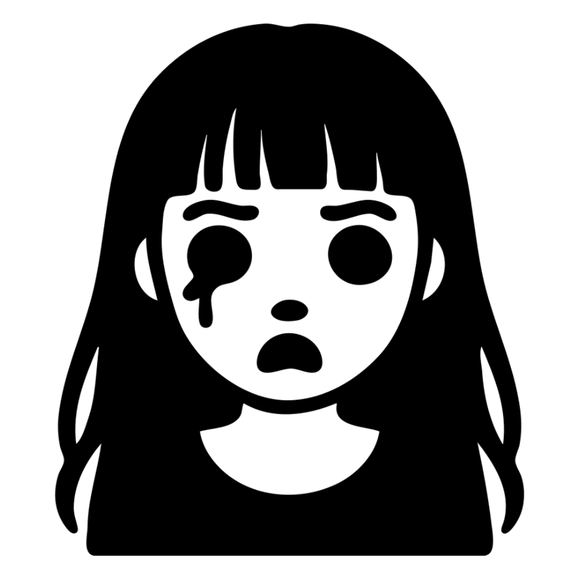 Change the eyes to solid black, keep the style and all other features the same, with no background. sticker