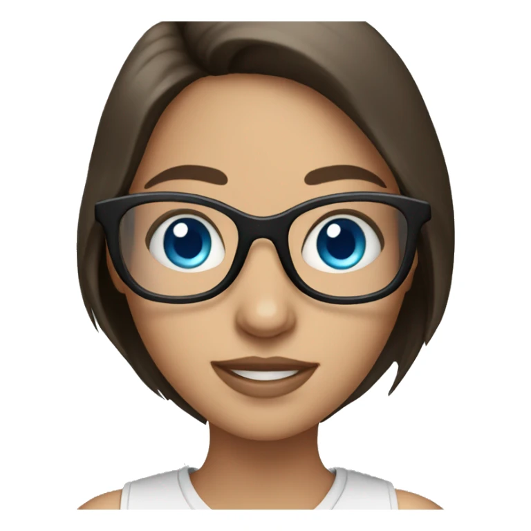 Brunette girl with Blue Eyes in glasses  sticker