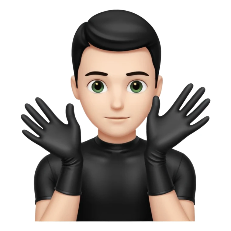 shiny black latex gloves on male hands sticker