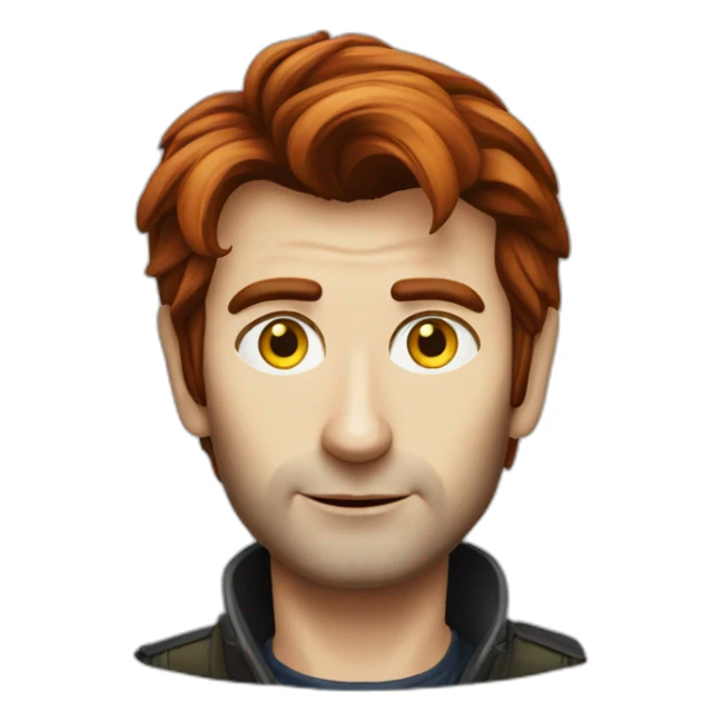David Tennant, red hair, yellow snake eyes sticker