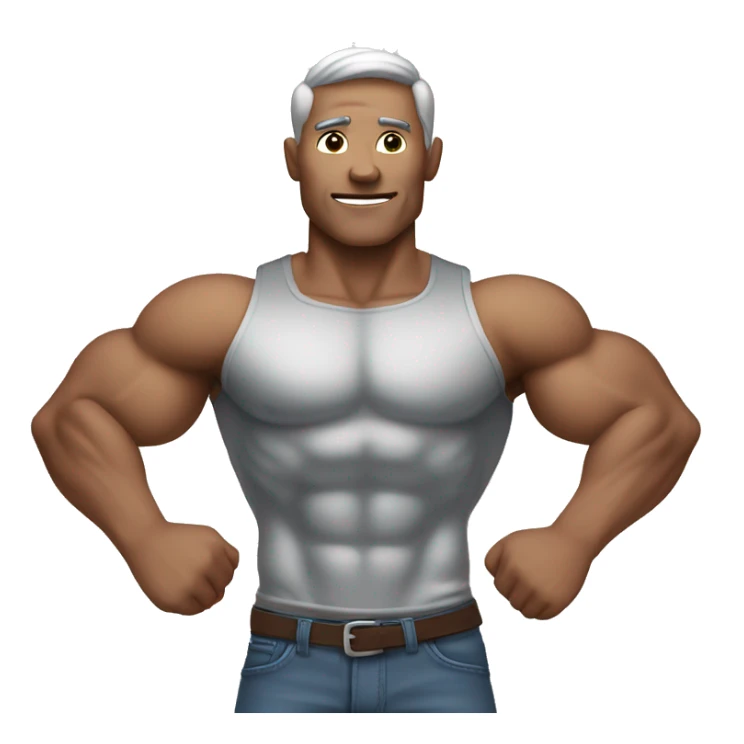 silver skin muscular flexing man sticker