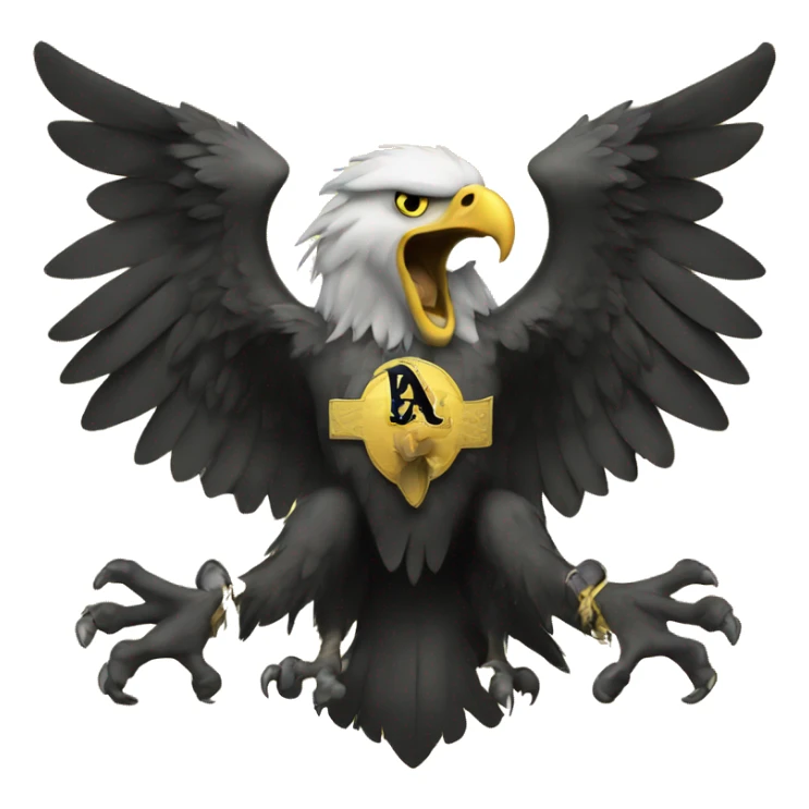 heraldic eagle with two heads, one side is yellow and other is black sticker