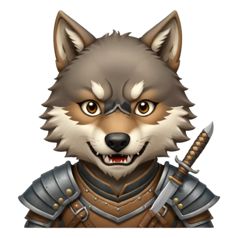 wolf face, mogolian ancient army with small knife sticker