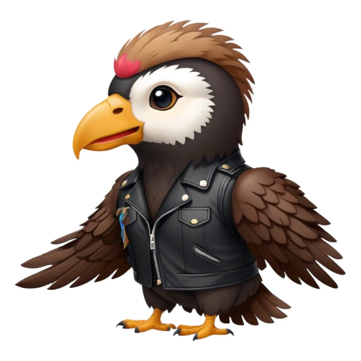 Condor kawaii usando casaca de cuero sticker