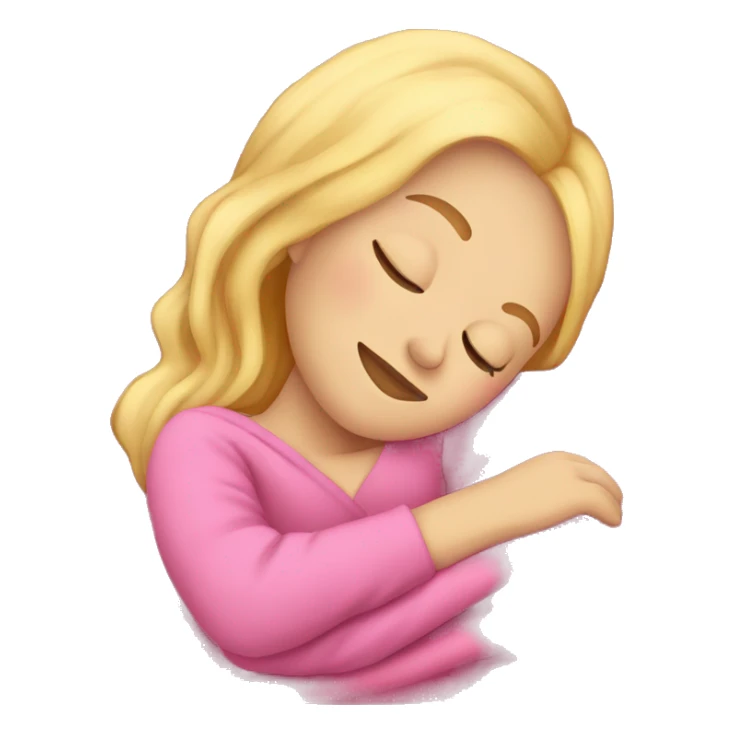 blonde girl sleeping on side with pink blanket sticker
