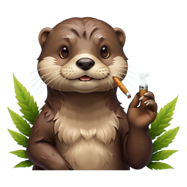a otter smoking a joint surrounded by marijuana fumes sticker