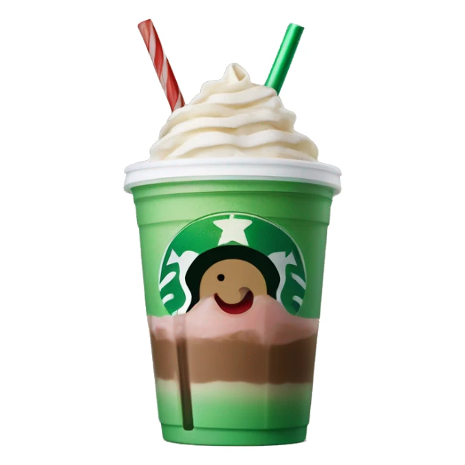 Peppermint Starbucks Frappuccino with one straw sticker