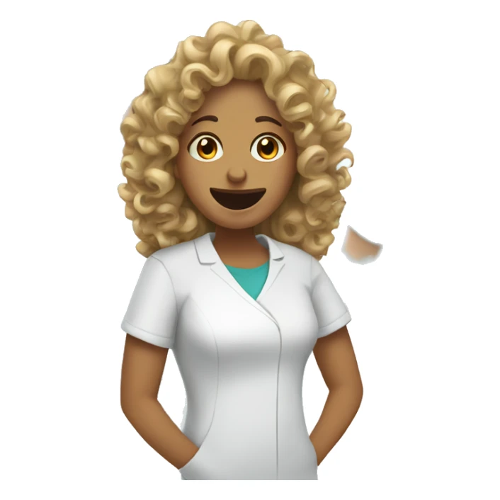 Curly hair woman at the dentist sticker