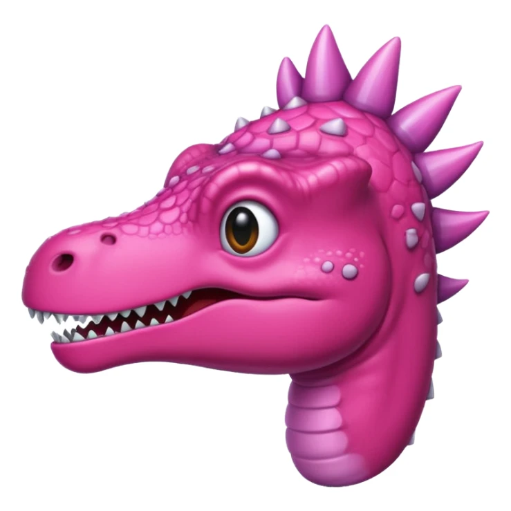 Crea un emoji de un dinosaurio de color rosa sticker