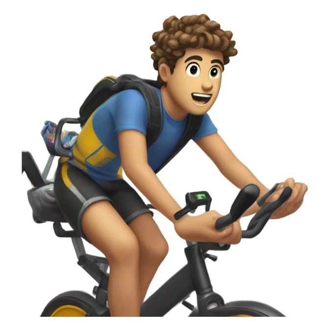 Peddle powered gaming computer driven by a teenage boy  sticker