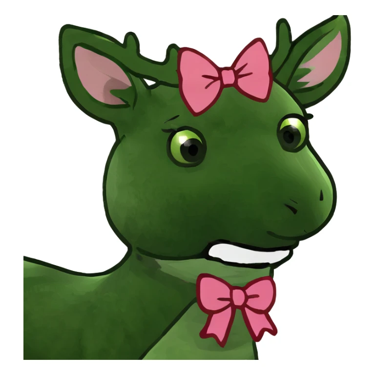 Deer with pink bows hanging from its antlers sticker