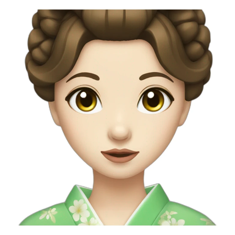 Geisha brown hair green eyes sticker