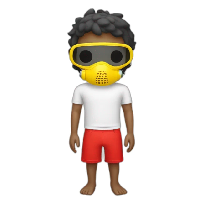 scuba boy with yellow diving mask, white t-shirts and red shorts sticker