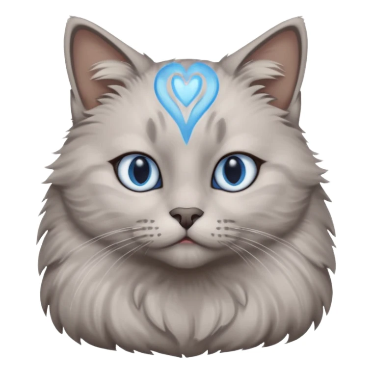 a gray cat with blue eyes on its FOREHEAD sticker