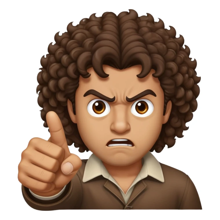 Angry brown man with big curly brown hair pointing at me sticker