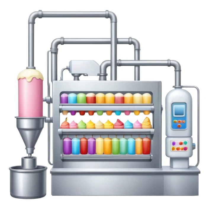 Ice cream factory with machines and production lines sticker