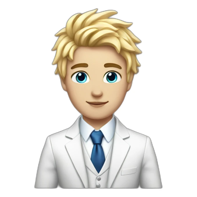 Posh-boy-with-white-suit-and-blue-eyes-and-rainbow-unicorn-hair sticker