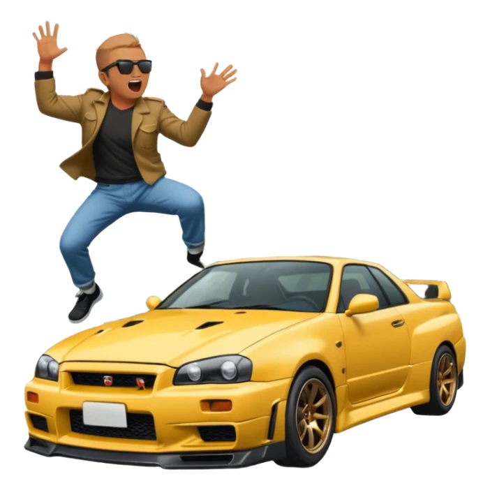 Nissan Skyline R34 Gtr Fall in CLIFF Man screaming  sticker