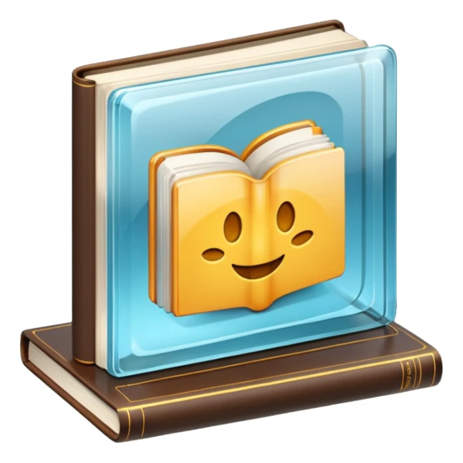 Transparent 3d book made of glass sticker