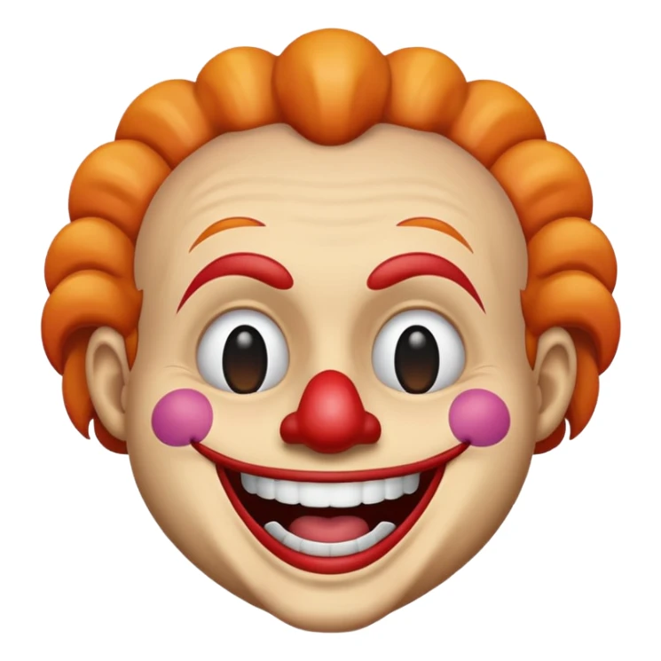 Emoji de mitad de cara de payaso y mitas de emoji riéndose  sticker