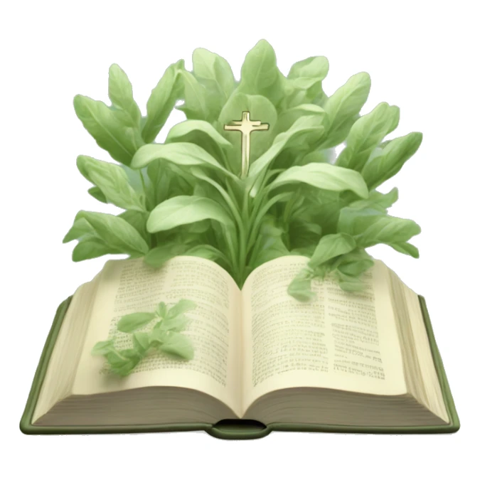 Open Light Sage green holy Bible with a light coloured gardens coming from the sides of the Bible  sticker