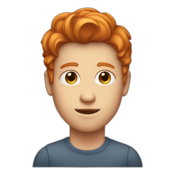 A young man with ginger hair with no beard with a long face sticker
